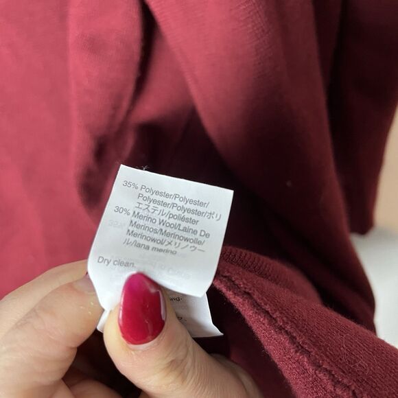 J Crew Red Burgundy Open Front Cardigan Wool Blend Medium - Picture 4 of 7